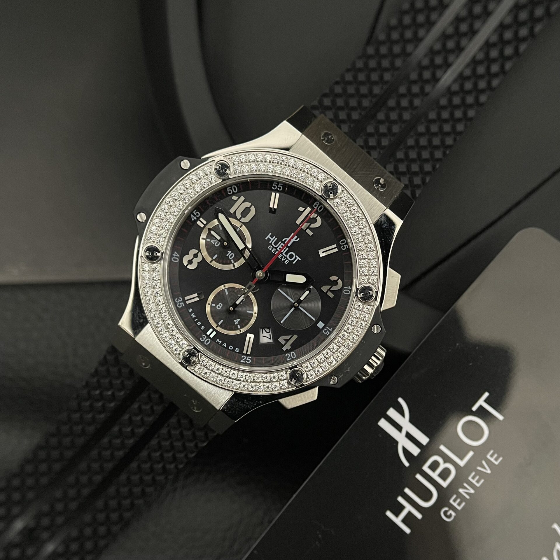 Hublot Big Bang Men s High Quality Replica Diamond Watch Rubber Strap 44mm