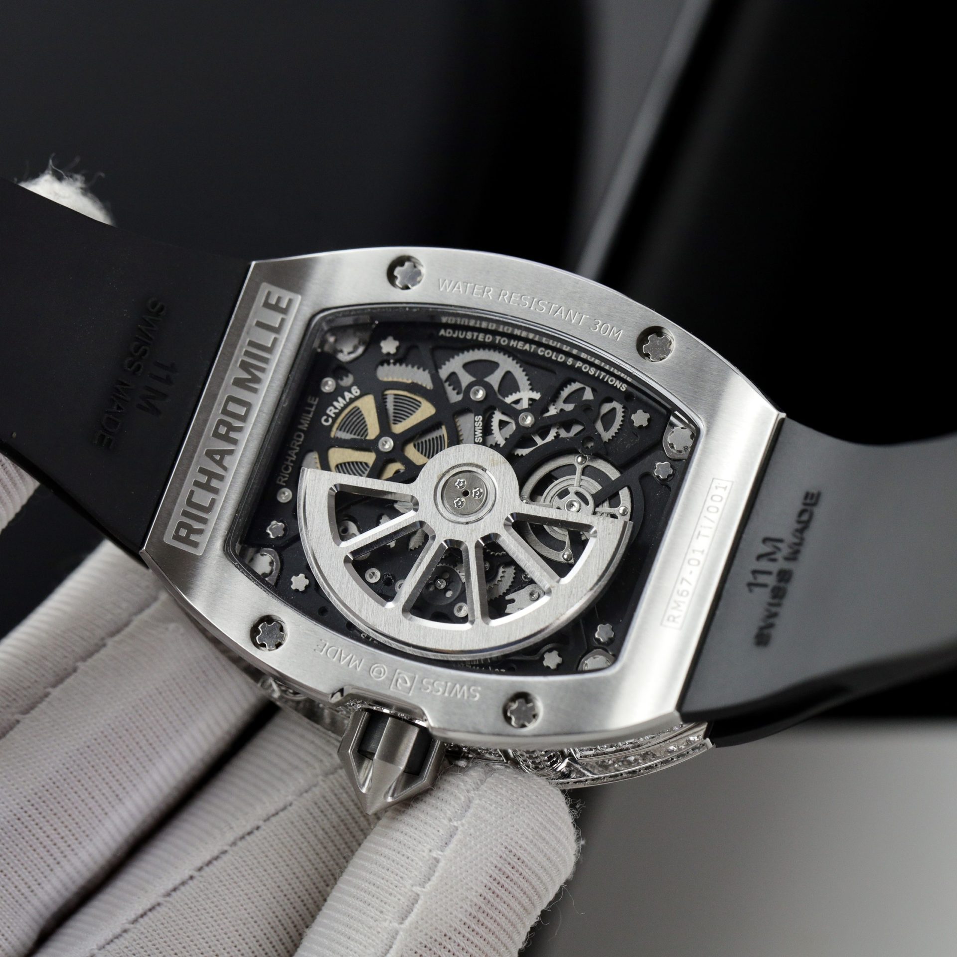 Richard Mille Replica 1:1 Watch RM67 Black Face With Stone Automatic Mechanical 40mm