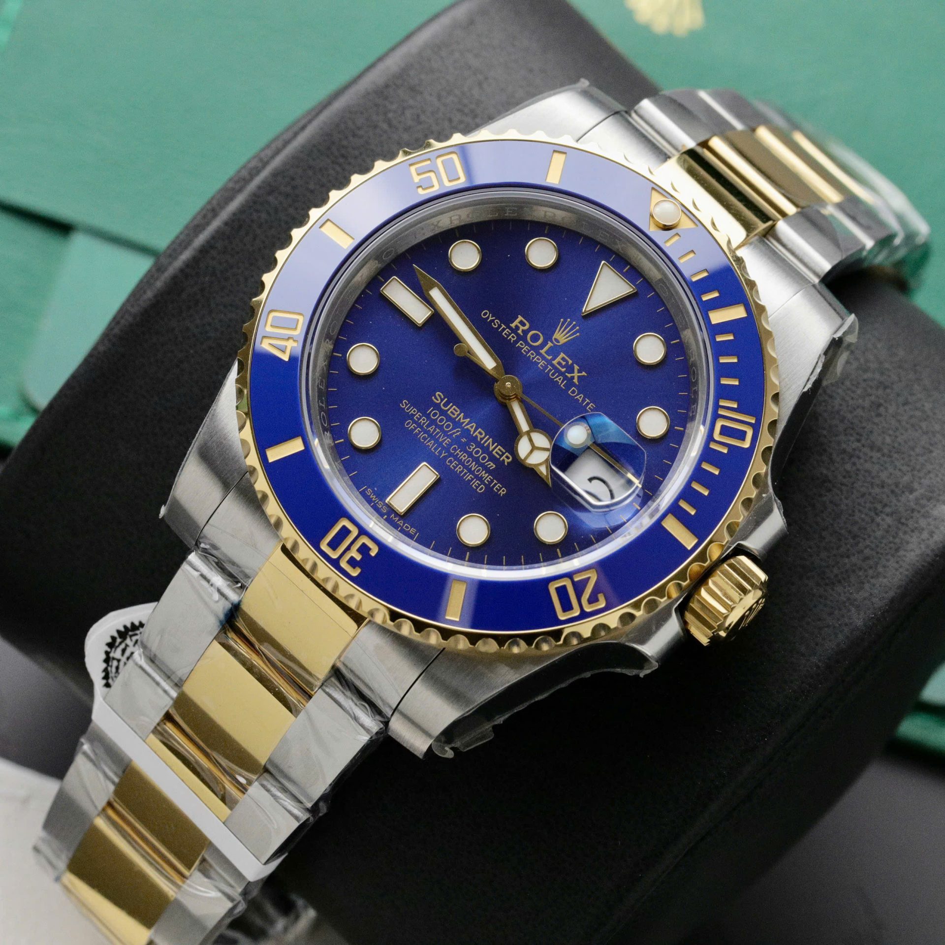 Rolex Submariner Dial Blue Copies Watches Gold Wrapped Custom 40mm