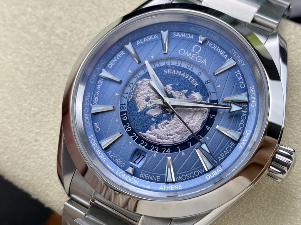 Omega Replica 11 Watch Aqua Terra Worldtimer Steel Strap Factory VS 43mm