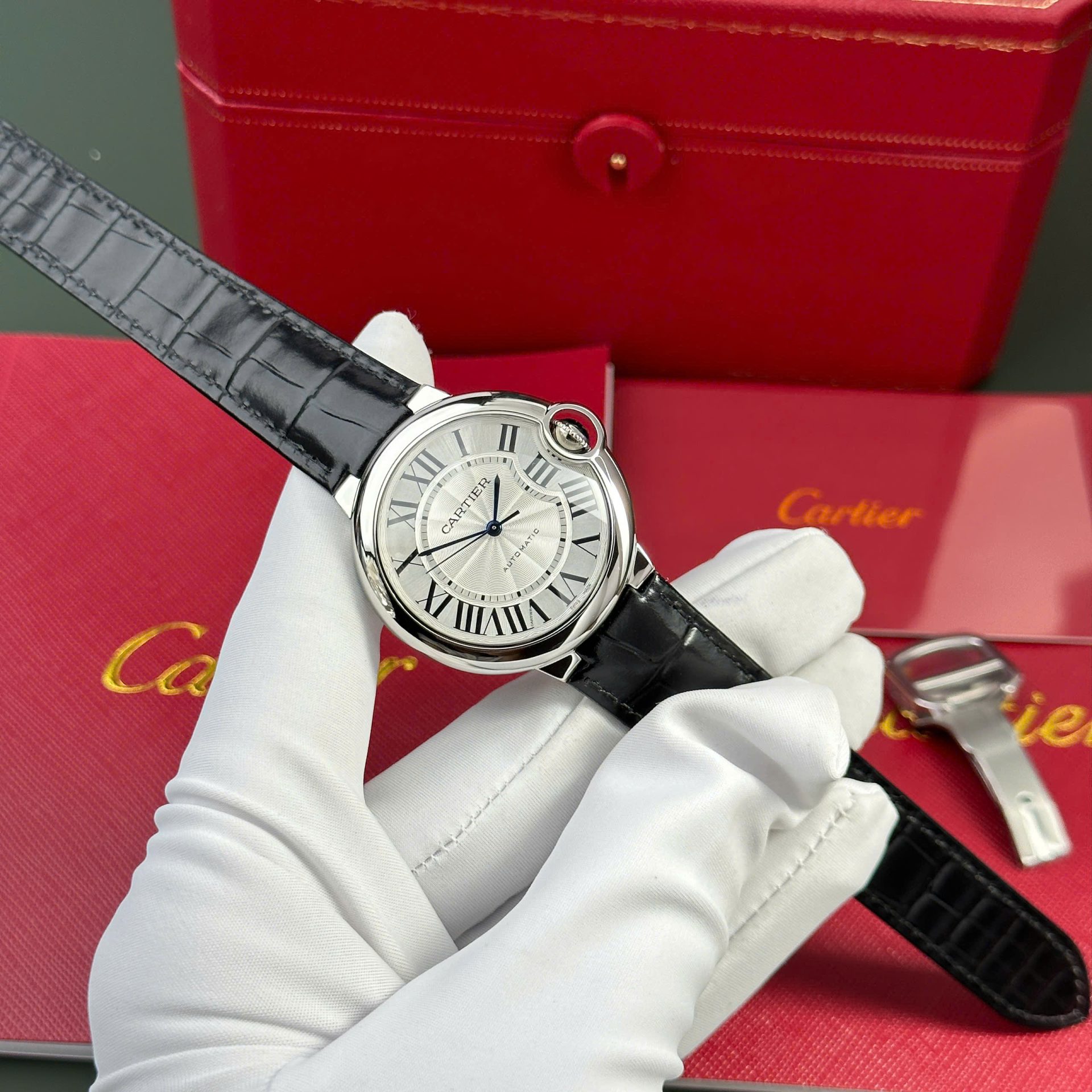 Cartier Ballon Bleu Replica 11 Watch White Dial Leather Strap AF Factory 36mm