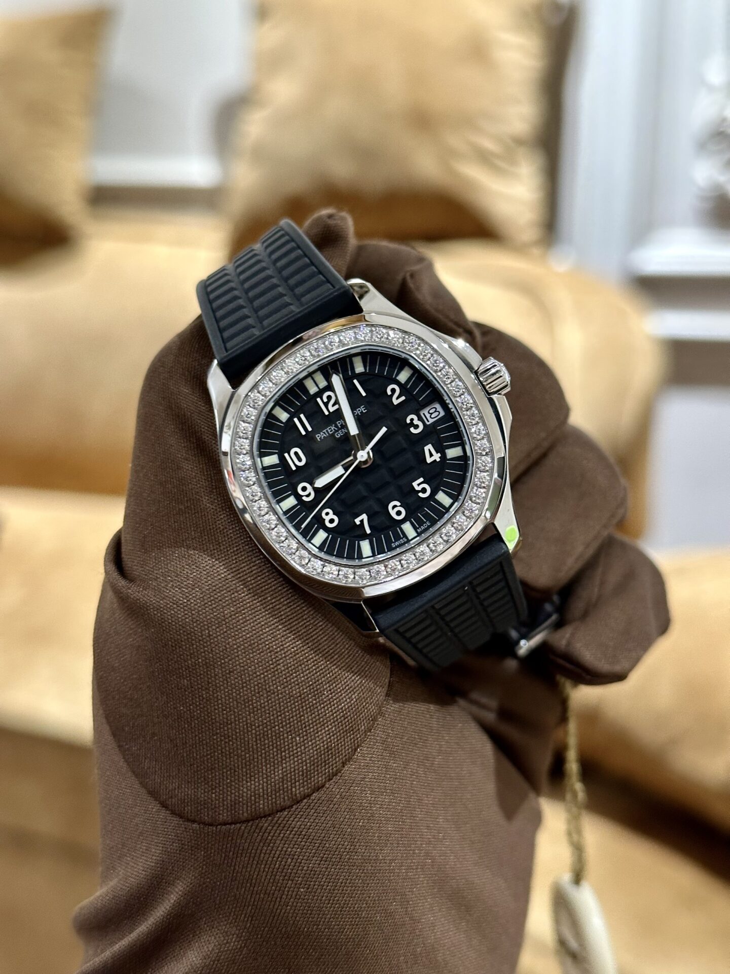 Patek Philippe Aquanaut 5067 Women s Black With Diamond Bezel Replica 1:1 Watch PPF 35.6mm