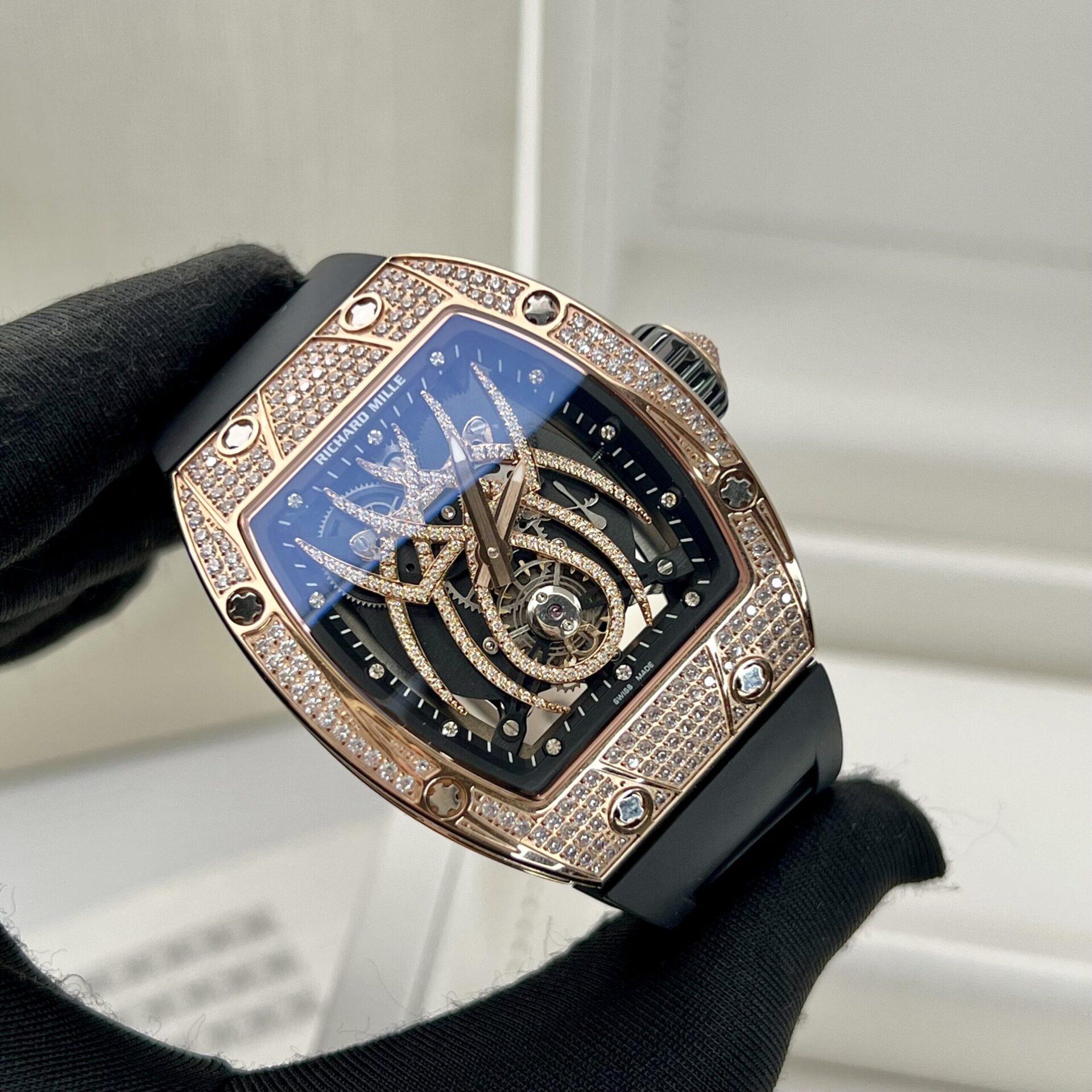 Richard Mille RM 19-01 Rose Gold With Diamonds Replica 11 Watch Spider 42MM