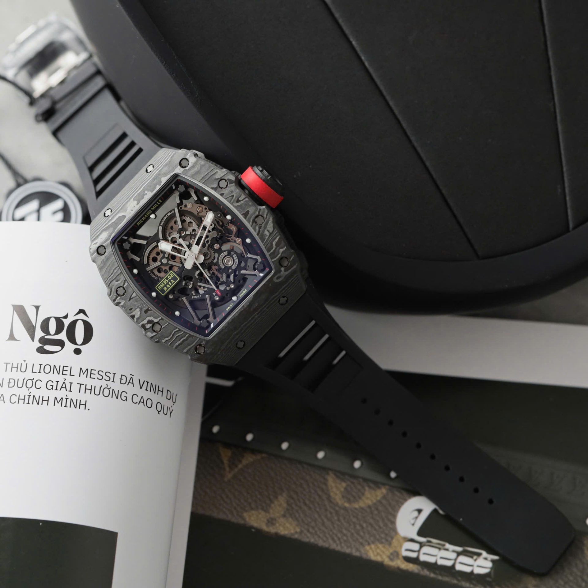 Richard Mille Rm35-02 Black Copies Watches Carbon Super Light ZF Factoy 44mm