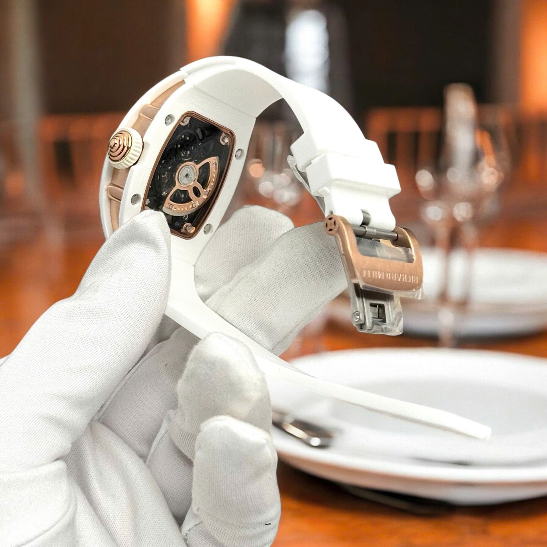 Richard Mille Super Clone Watches RM07 White Ceramic Women s Automatic Swiss Movement 36mm