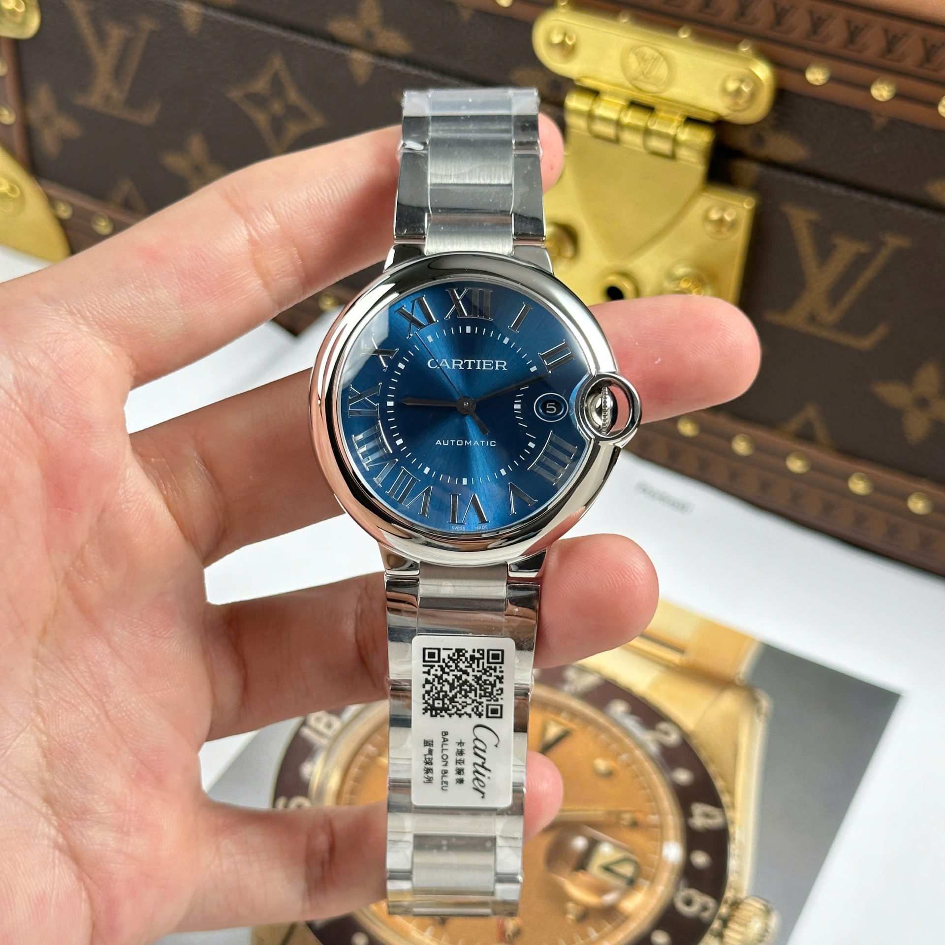 Cartier Ballon Bleu Replica Watches Blue Dial Automatic Movement AF Factory 40mm