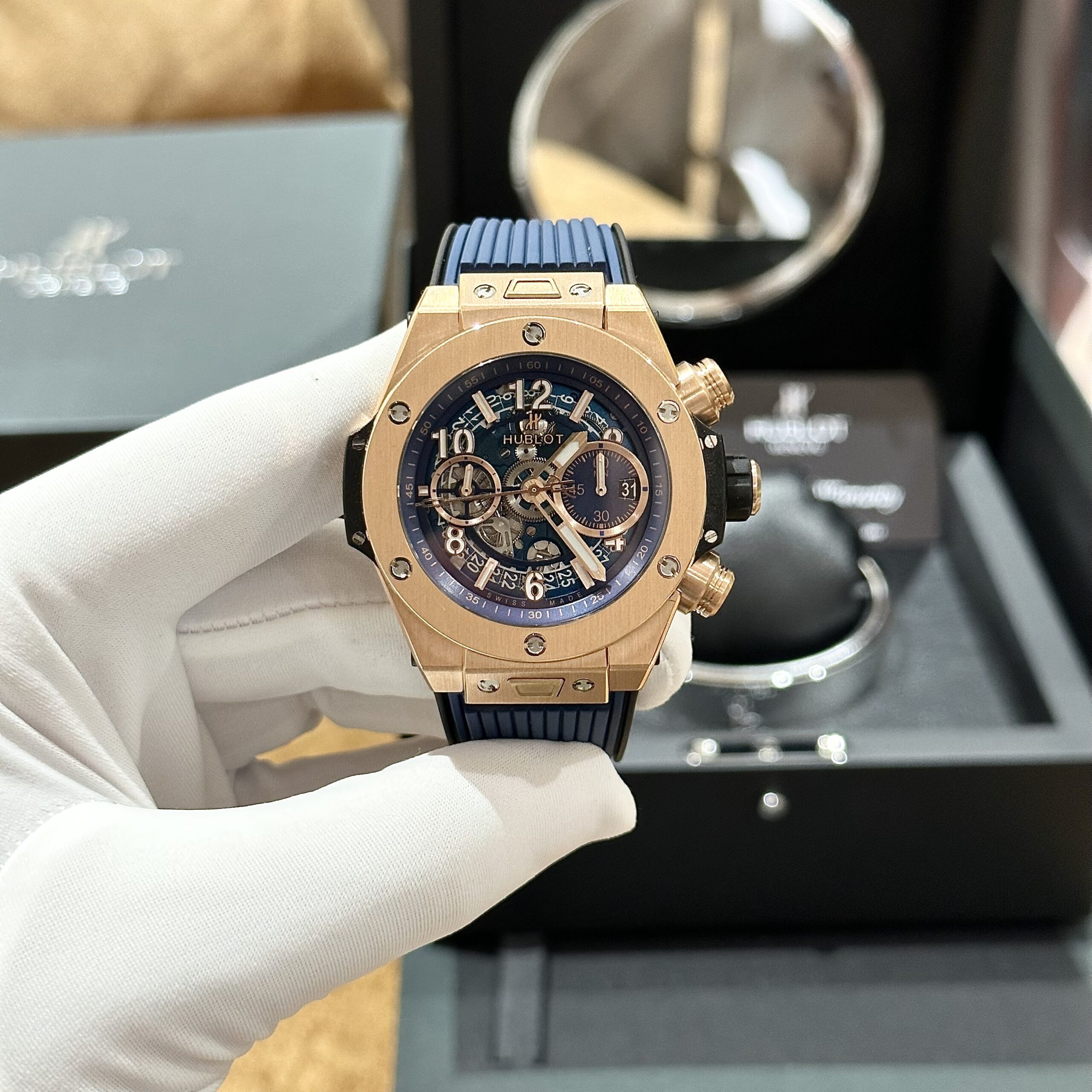 Hublot Replica 1:1 Watch Big Bang Unico King Gold Blue 44mm