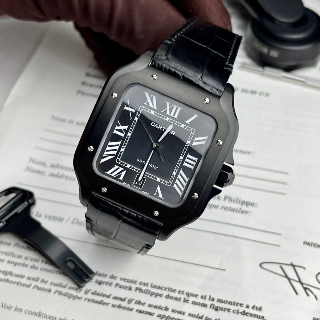 Cartier Santos De Cartier Full Black Replica 1:1 Watch Factory BV 39.8mm