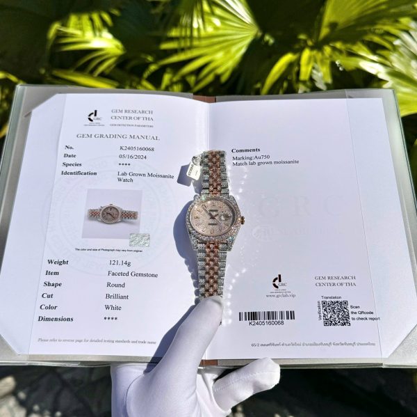 Rolex DateJust Replica Watch Custom Gold Wrapped + Moissanite Diamonds Hong Kong 41mm