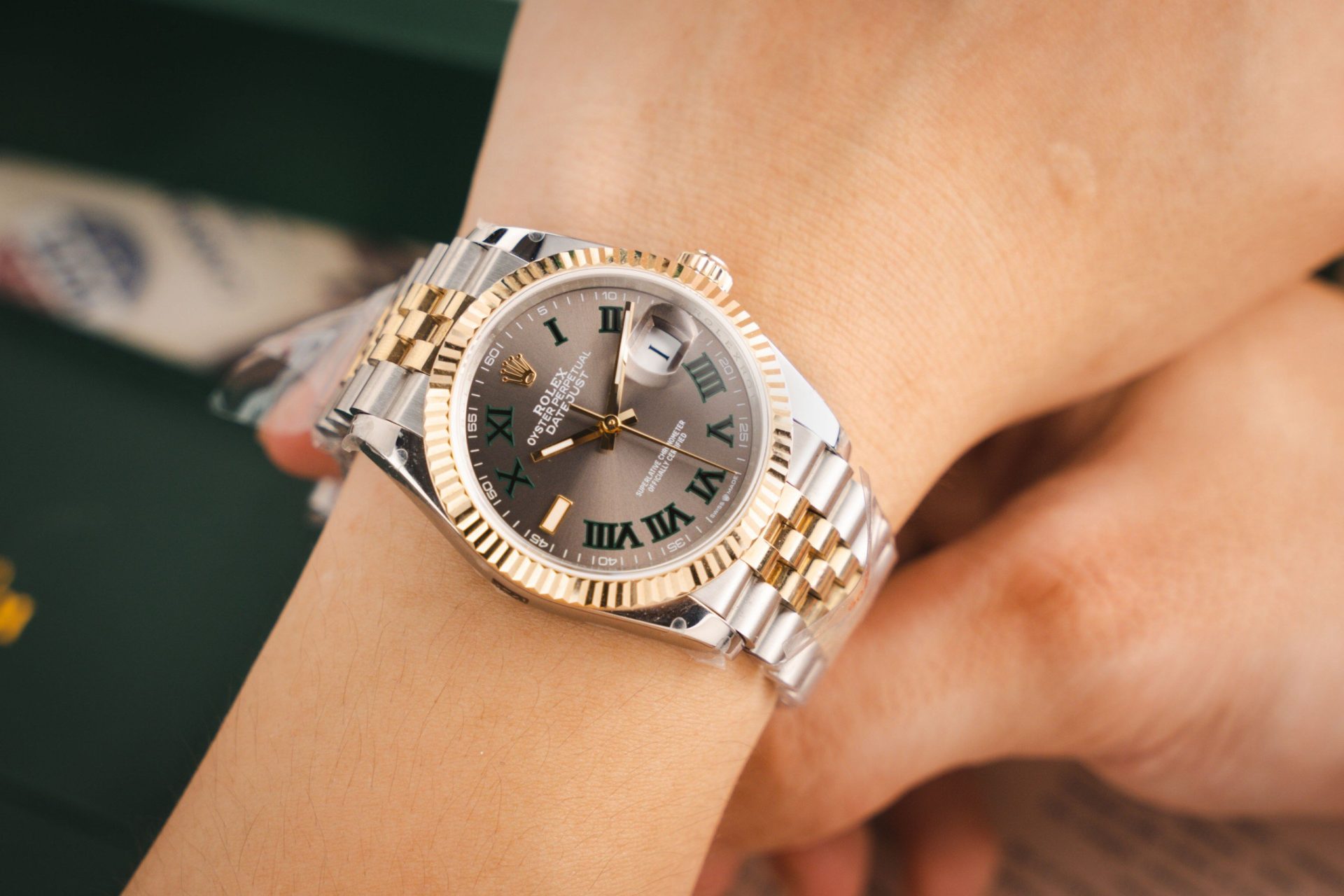 Rolex Rep 11 Watch DateJust 126231 Wimbledon Dial Gold Wrapped GM Factory 36mm