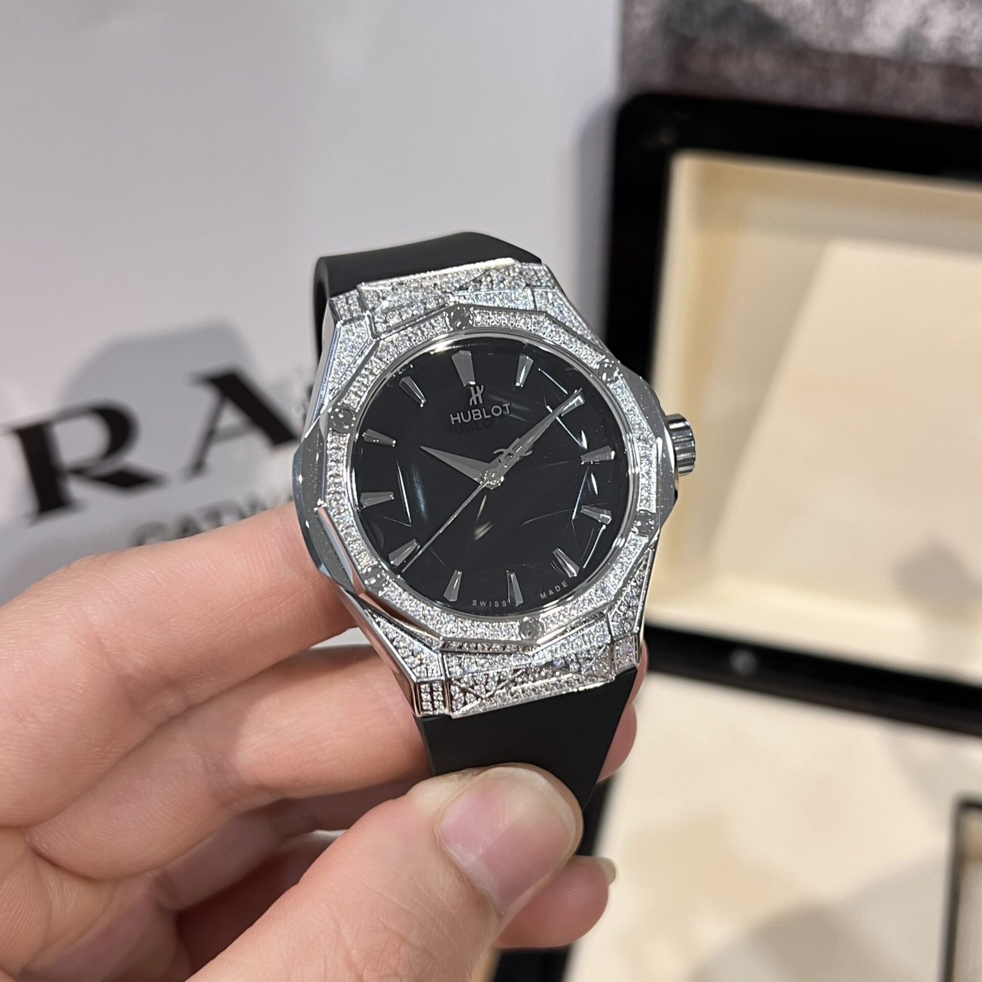 Hublot Replica Watch Orlinski Full Diamond Case Black Dial HBF 40mm