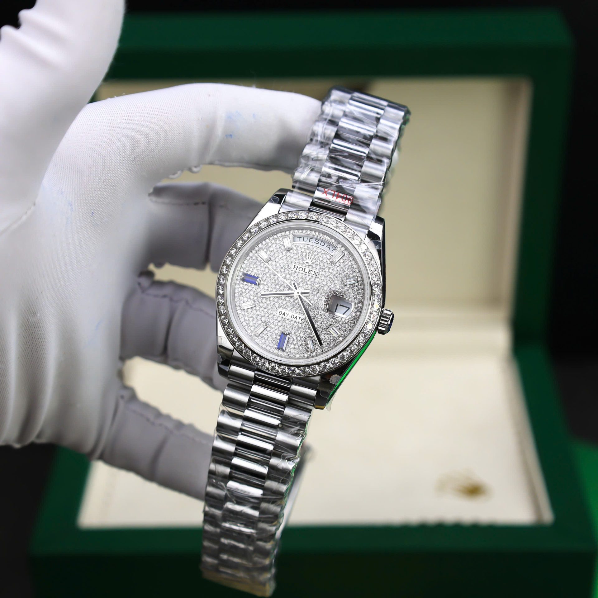 Rolex Day-Date Best Copies Watch Diamonds Moissanite Custom GM Factory 40mm