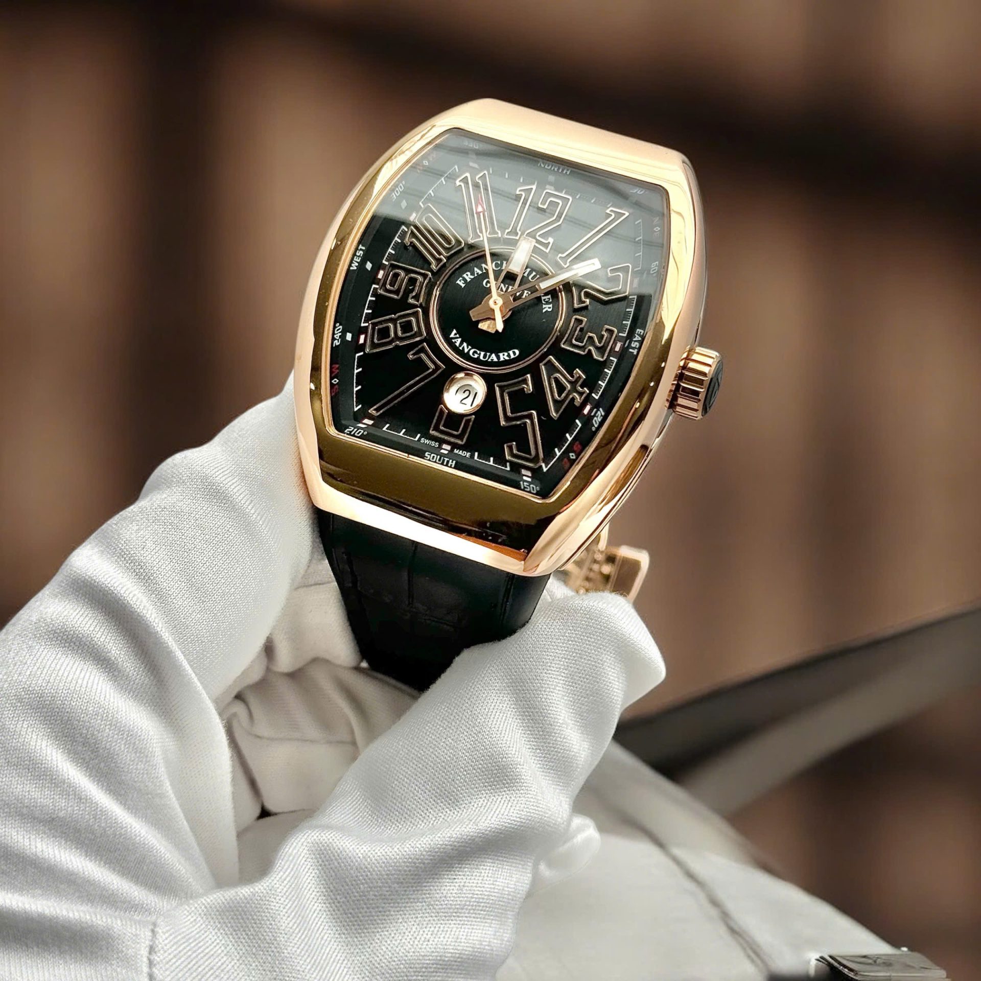 Franck Muller Luxury Replica Watches Vanguard V45 Rose Gold Men s ABF Factory 45mm