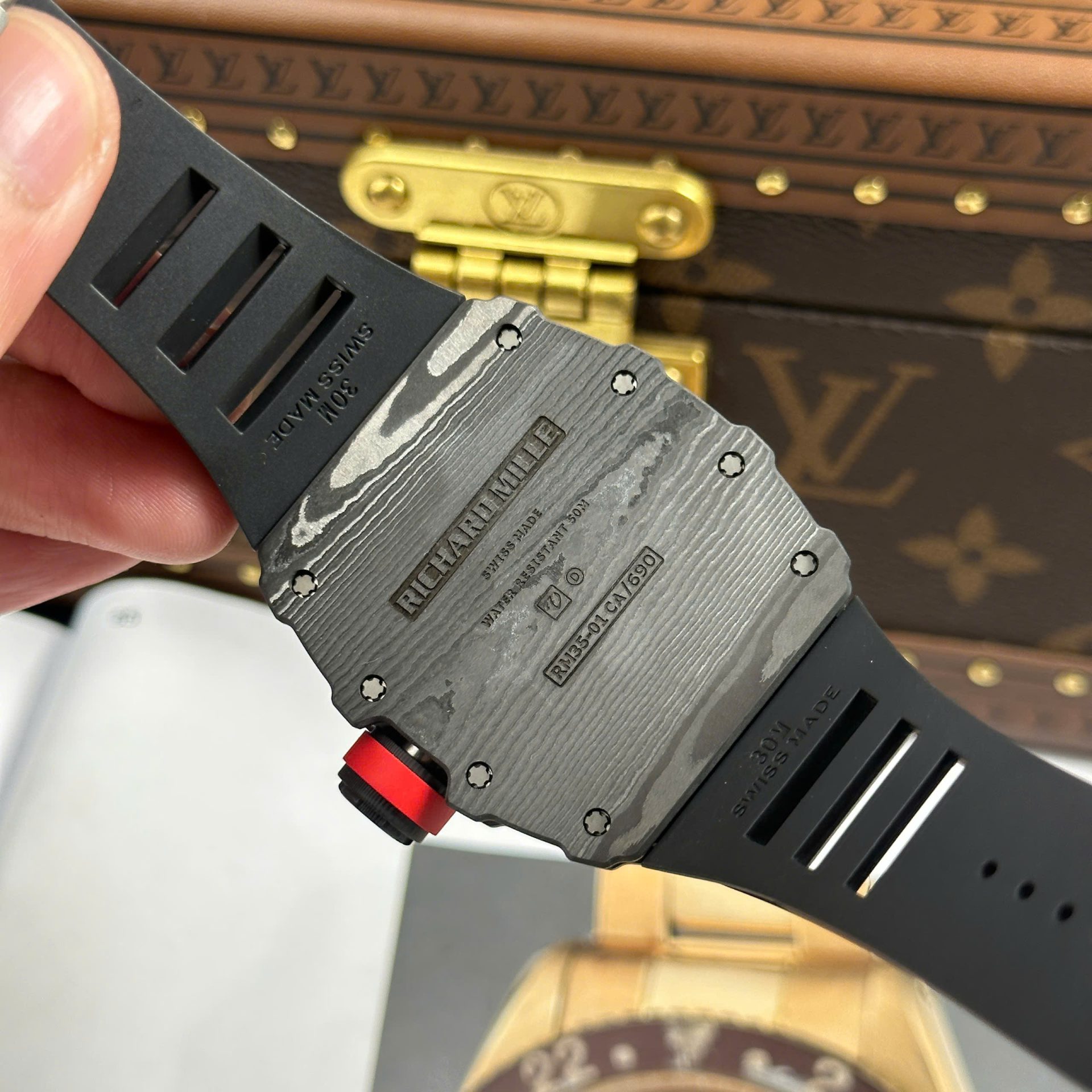 Richard Mille RM35-01 Rafael Nadal Carbon NTPT Replica Watches Black Rubber Strap ZF Factory 49,9x43mm