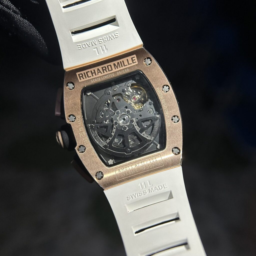 Richard Mille Replica 1:1 Watch RM011 With Full Diamond Rubber Strap 44mm