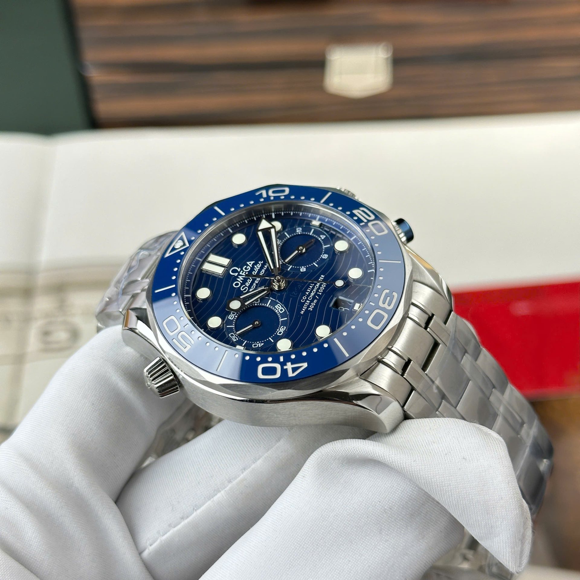 Omega Seamaster Diver 300M Chronograph Replica Watch Dial Blue N1 Factory 44mm
