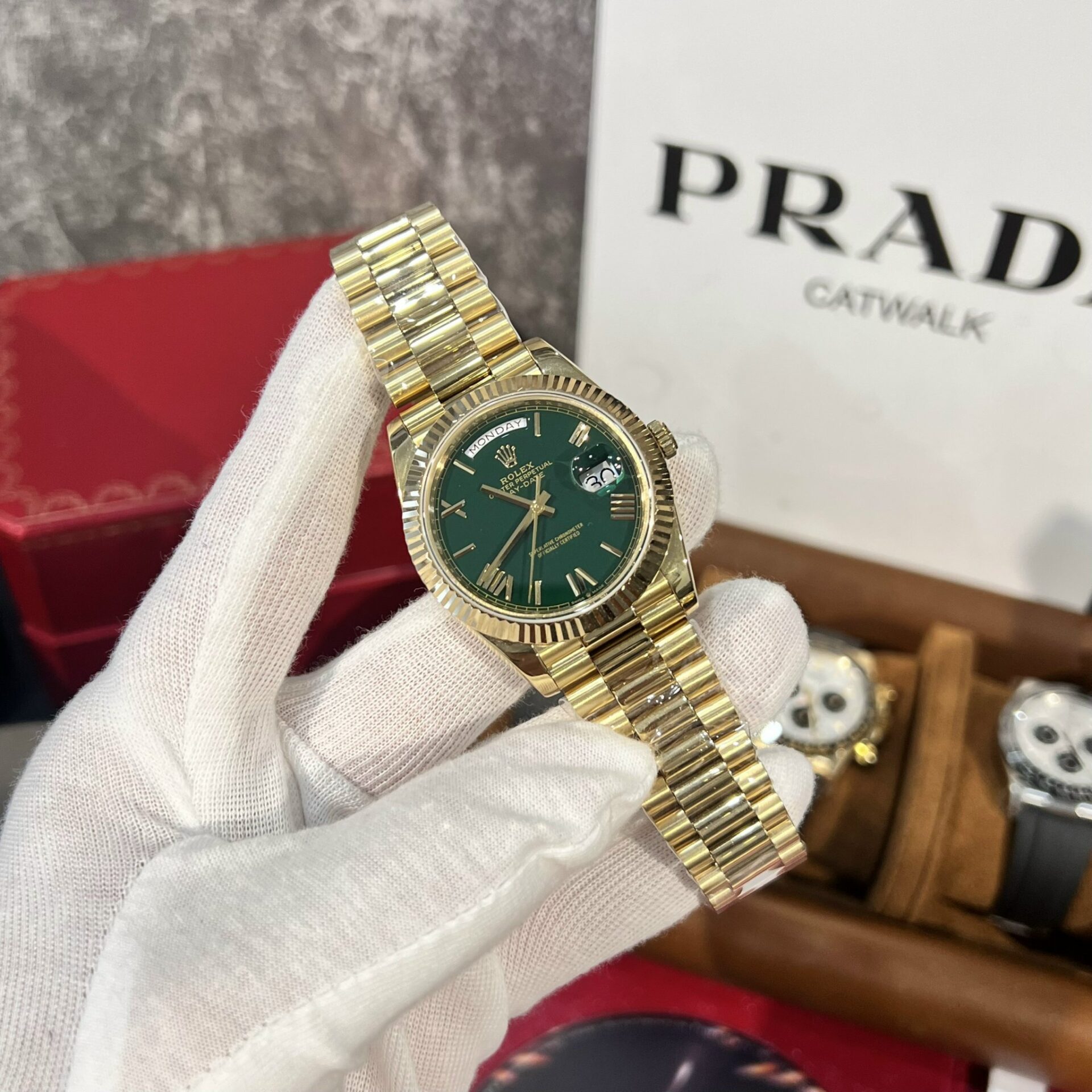 Rolex Replica 1:1 Watch Day-Date 228238 Green Dial Yellow Gold GM Factory V2 40mm