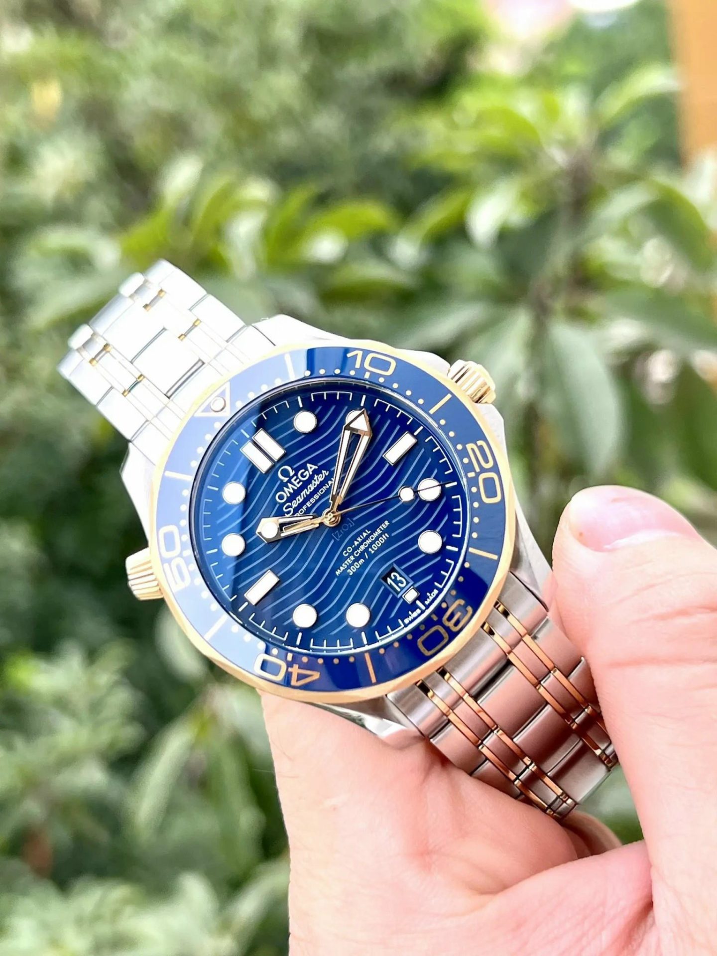 Omega Replica 1:1 Watch Seamaster Diver 300m Chronometer Blue Demi Gold 42mm