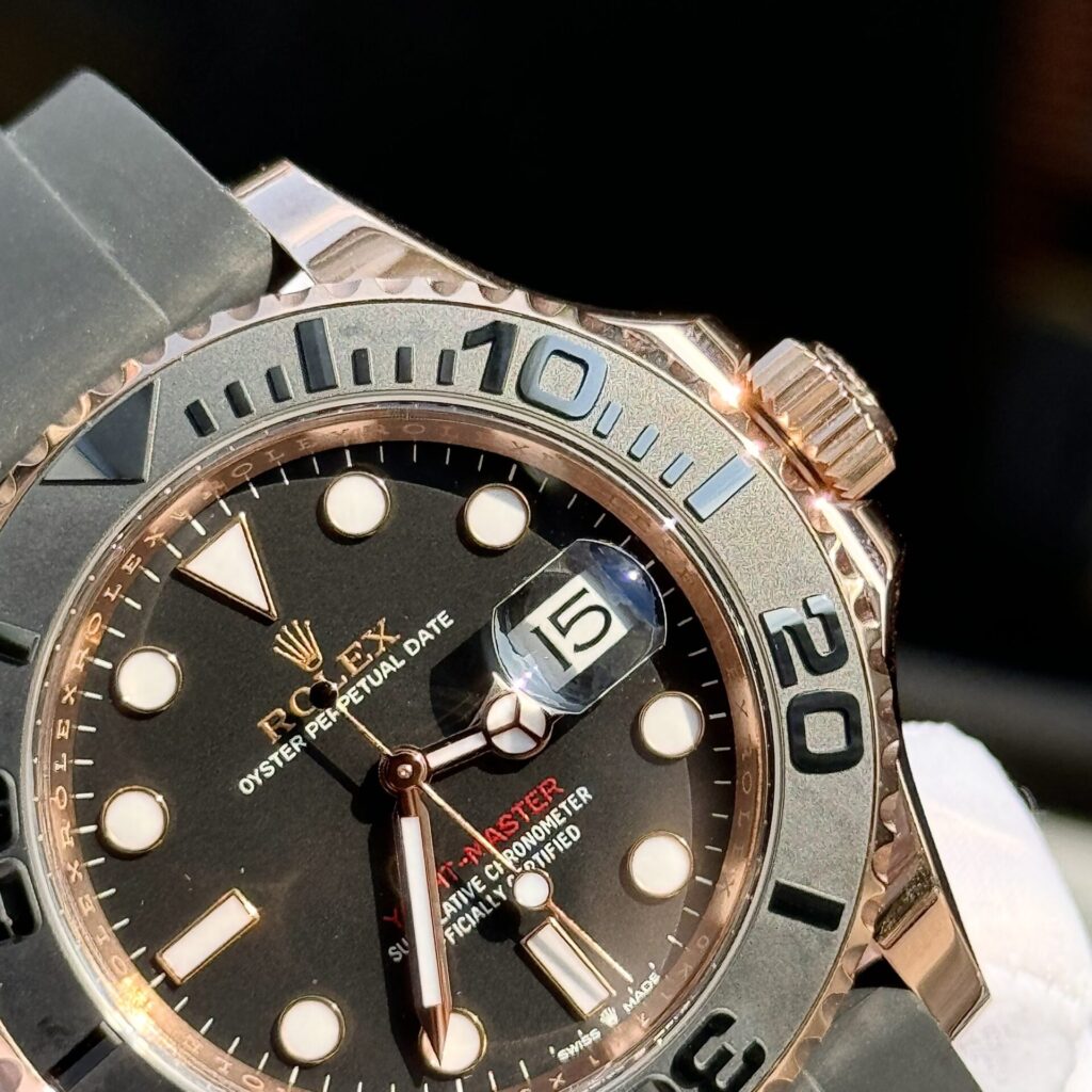 Rolex Yacht-Master Replica 11 Watch Gold Wrapped Black Dial 40mm