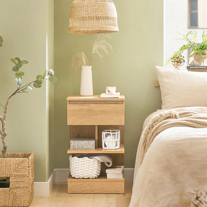 Cordoco | Nachttisch | Nachtschrank | Beistelltisch | Kommode Natur | FBT49-N