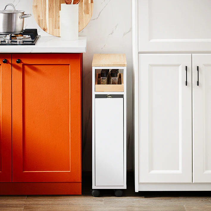 Vorverkauf | Cordoco | Nischenregal mit 3 Schubladen | schmales Küchenregal | Nischenwagen | NSR11-WN