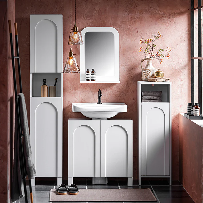 Cordoco | Badspiegel mit Ablage | Wandspiegel | Spiegel | Weiß | BZR162-W