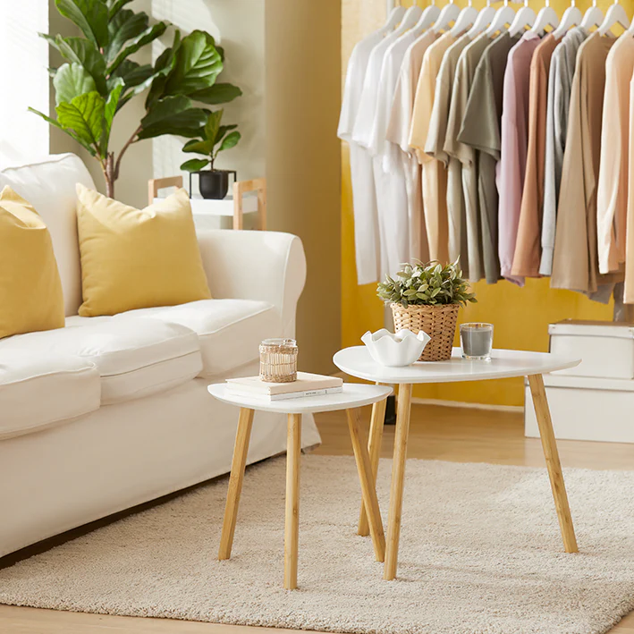 Cordoco | 2er teilig Beistelltisch | Satztisch | Couchtisch | Weiß | FBT74-W