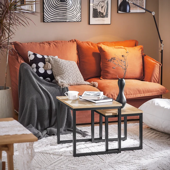 Cordoco | 2 Satztische | Sofatisch | Couchtisch Schwarz | FBT42-N