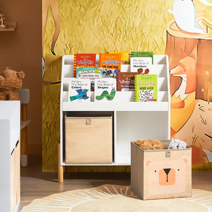 Cordoco | Kinderregal | Bücherregal | Aufbewahrungsregal für Kinder | Standregal Weiß | KMB115-W