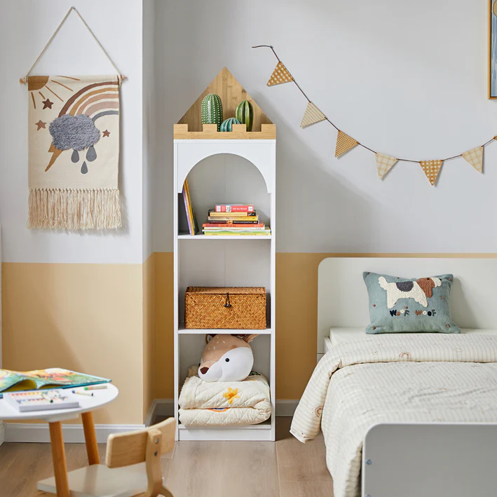 Cordoco | Kinderbücherregal | Aufbewahrungsregal Kinderzimmer | Weiß | KMB42-W