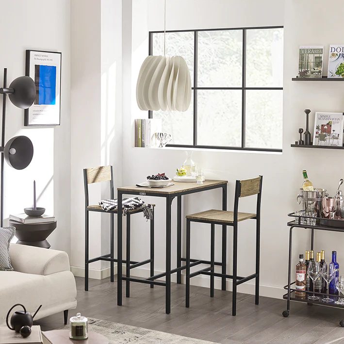 Cordoco | Bartisch mit 2 Hockern | Bartisch set | 3-teilig | OGT03-N