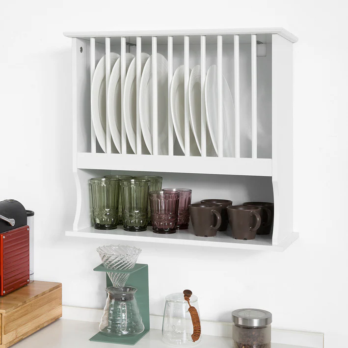 Vorverkauf | Cordoco | Küche Tellerhalter | Geschirrregal Weiß | KCR04-W