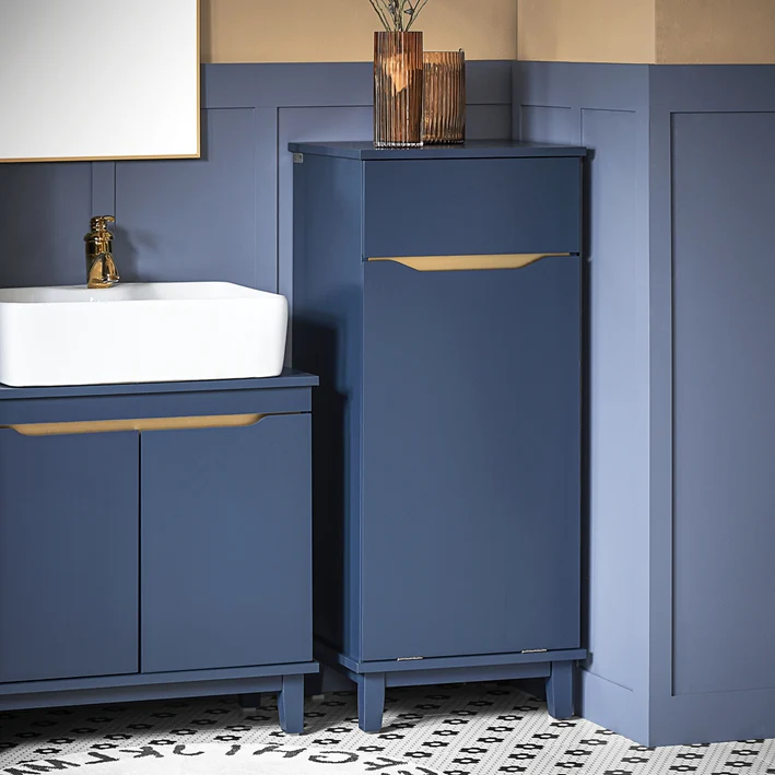 Cordoco | Wäscheschrank mit Wäschesack | Wäschesammler | Wäschekorb | Blau | BZR114-B