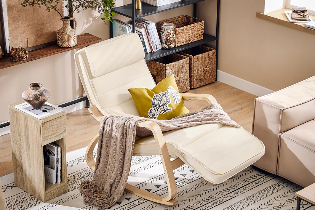 Cordoco Schaukelstuhl Stillstuhl Schwingsessel Weiß FST16-W