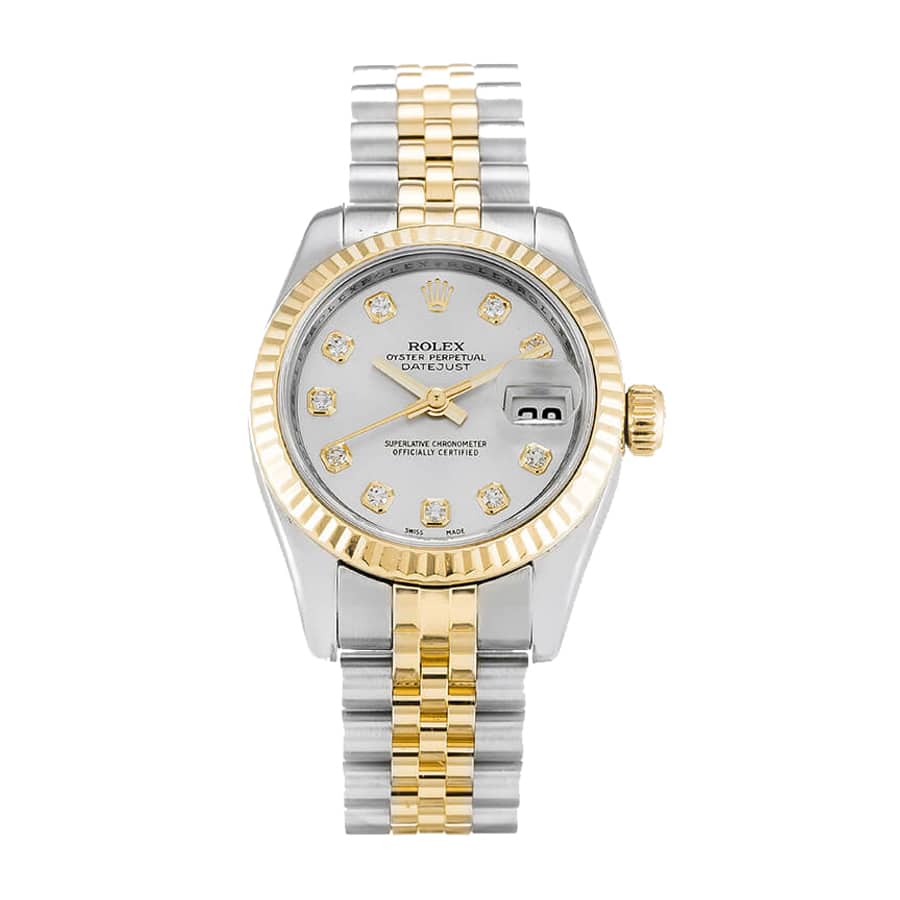 Rolex Datejust 179173 Yellow Gold   Diamond Silver Dial Replica