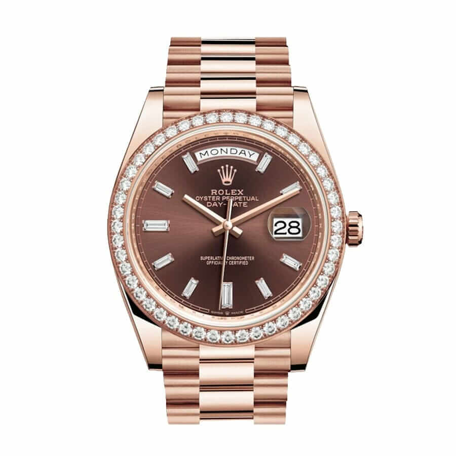 Rolex Day-Date 228345RBR Chocolate Dial Diamond Bezel Replica 40MM