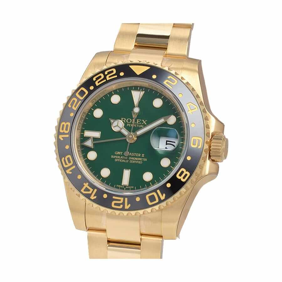 Rolex GMT-Master II 11678LN Yellow Gold Green Dial oyster Replica