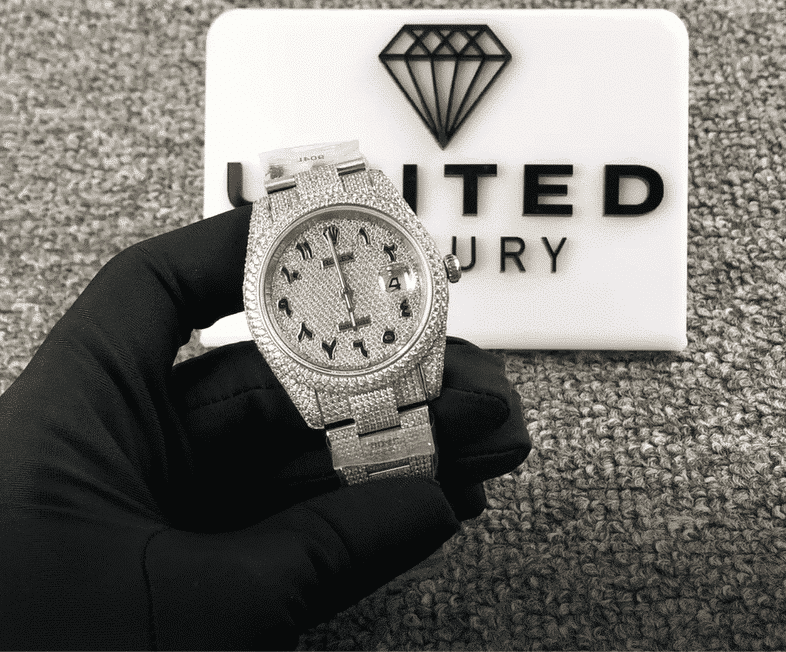 Rolex Datejust 116300 White Gold Diamond Arabic Dial Iced Out Replica 41MM