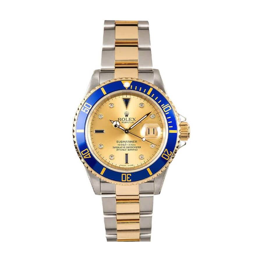 Rolex Submariner Serti Two Tone Stainless Steel Gold Diamond 16613 Replica 40MM