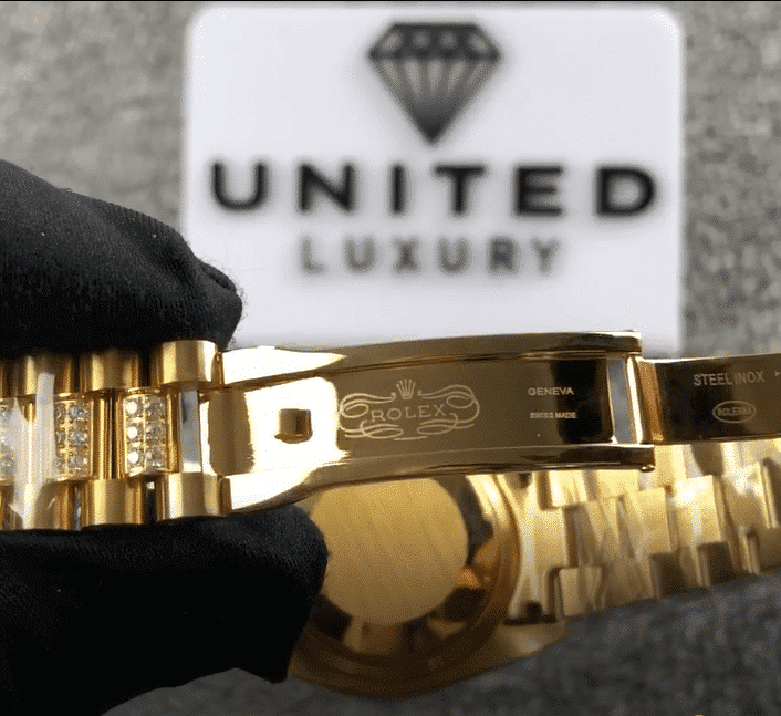 Rolex Datejust Yellow Gold Green Dial Iced out 118348 Replica 36MM