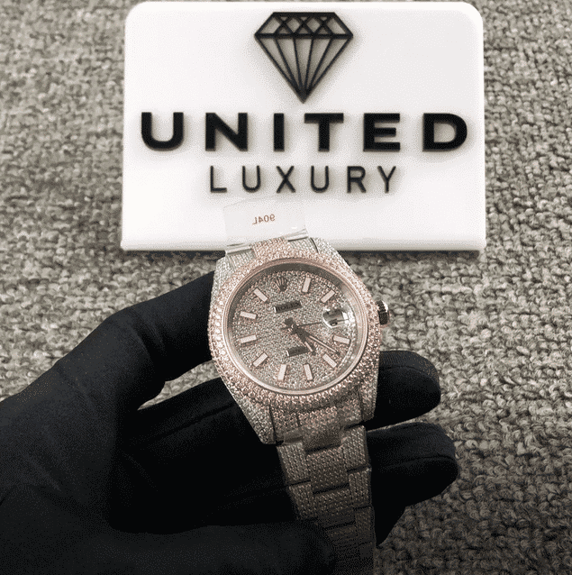 Rolex Datejust Two Tone Jubilee Fully Iced Out 126303 Replica