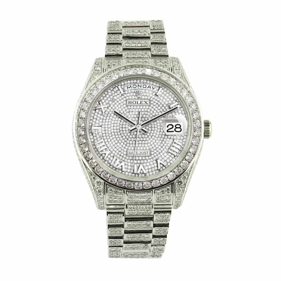 Rolex Datejust Baguette II White Gold Iced Out Diamond Dial 116300 Replica 42MM