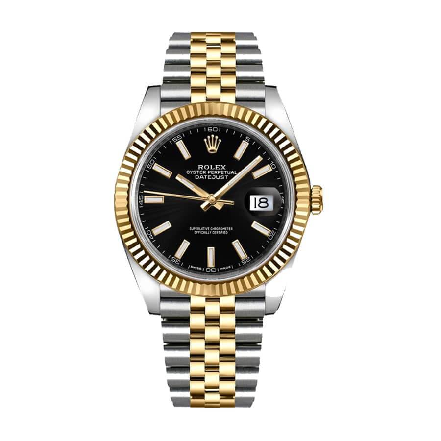Rolex Datejust 126333 Yellow Gold   Steel Black Dial Jubilee Replica