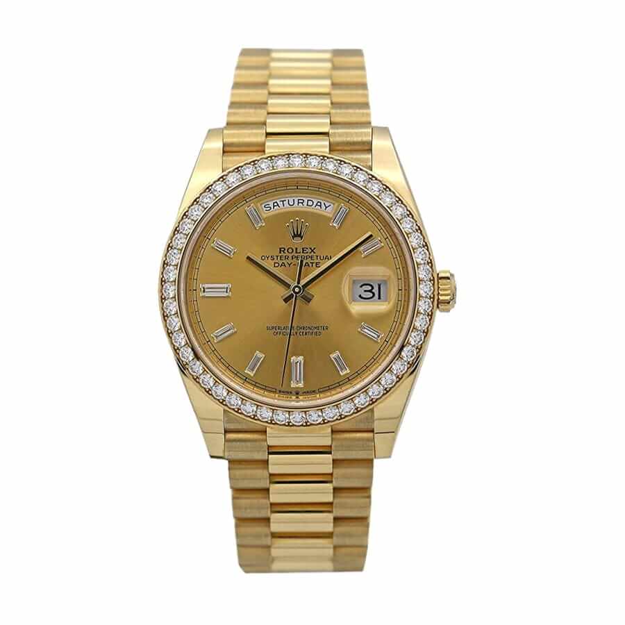 Rolex Day-Date 228348RBR KW Yellow Gold Diamonds Champagne Dial Replica 40MM