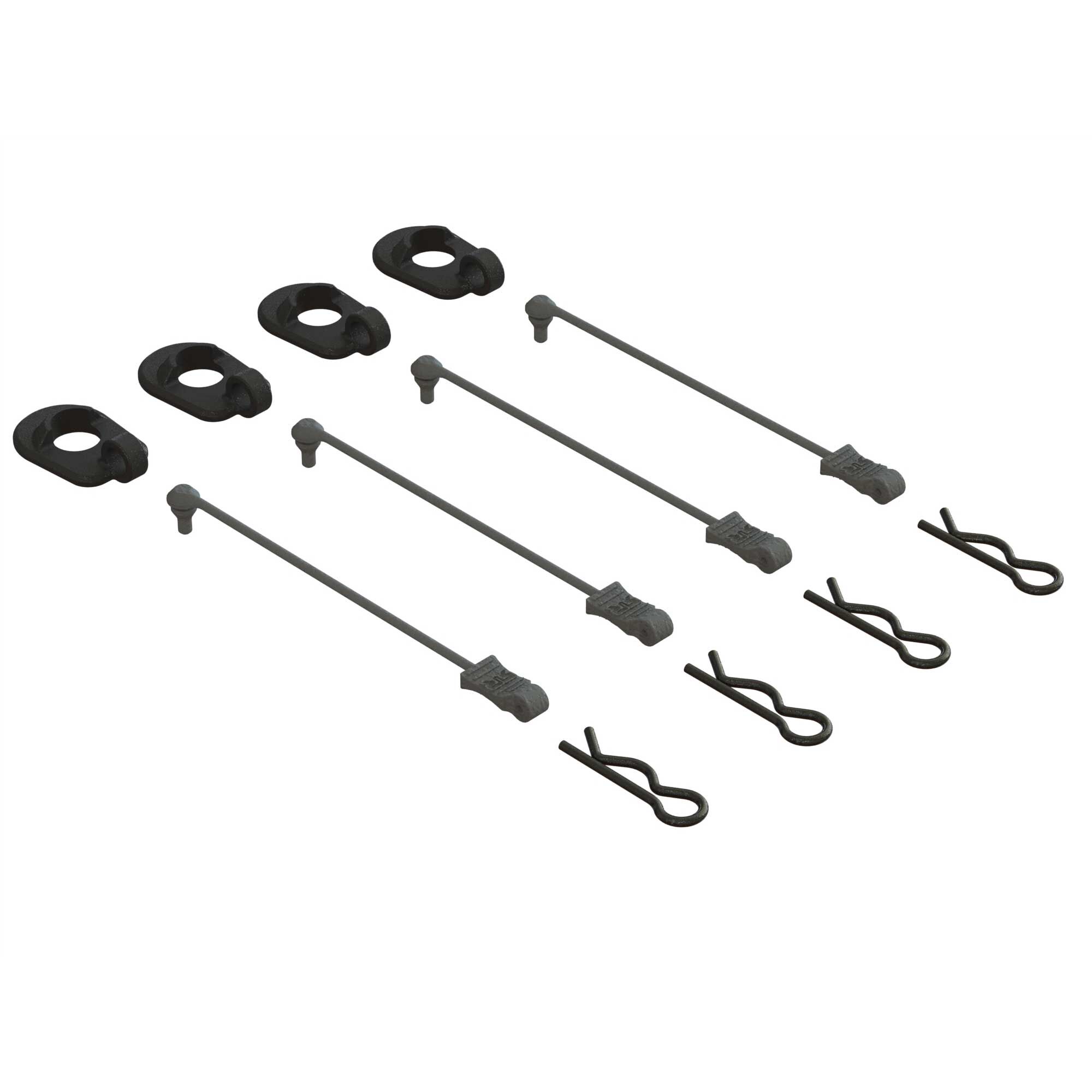 ARRMA Body Clip Retainers, Black (4): 1/5 Scale