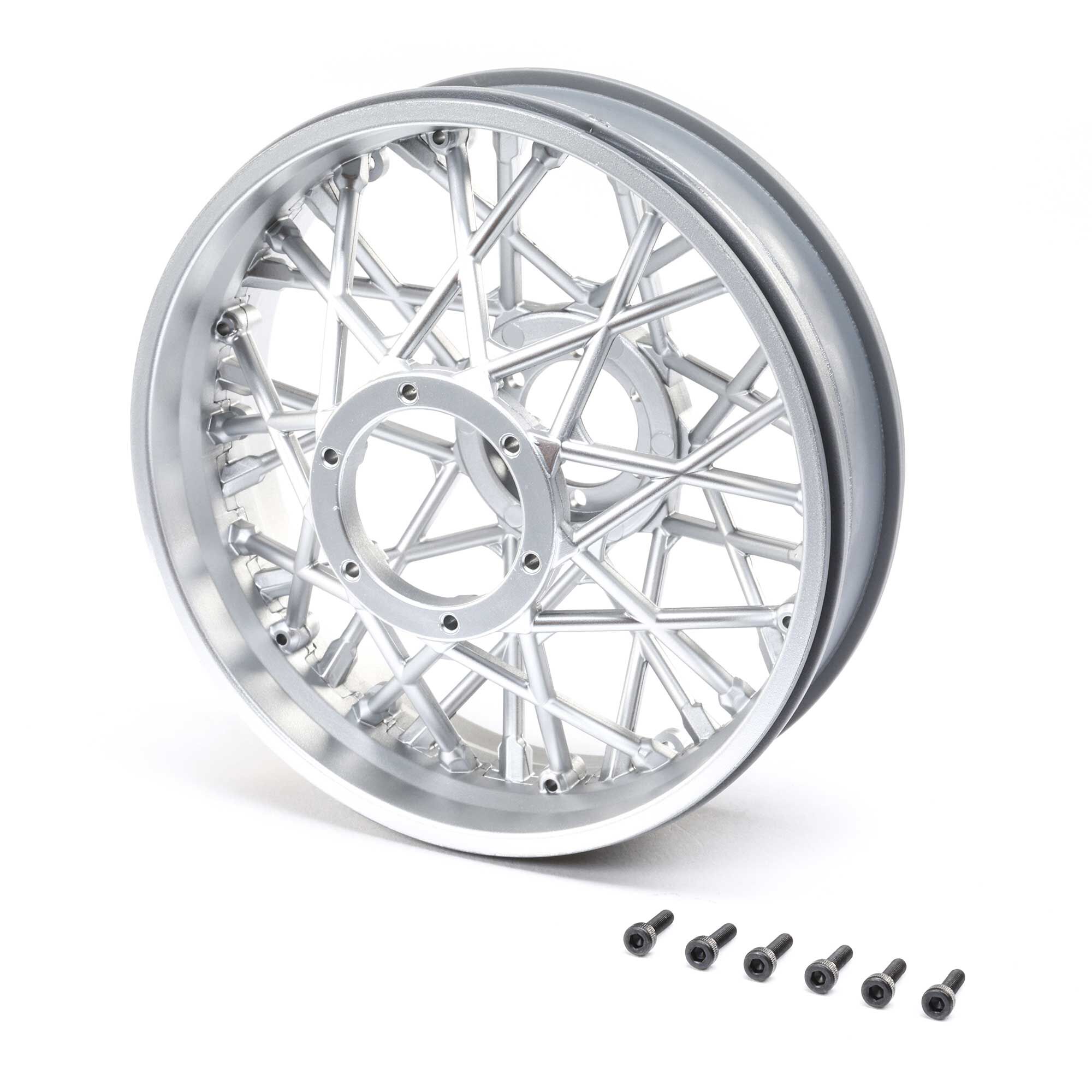 Losi Rear Wheel Set, Satin Chrome: Promoto-MX