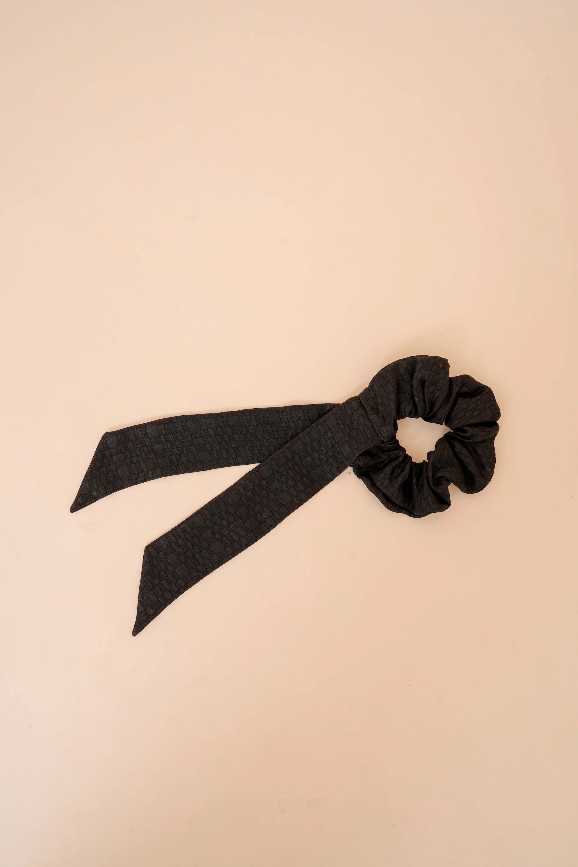 Black Raffia Scrunchie with Ties