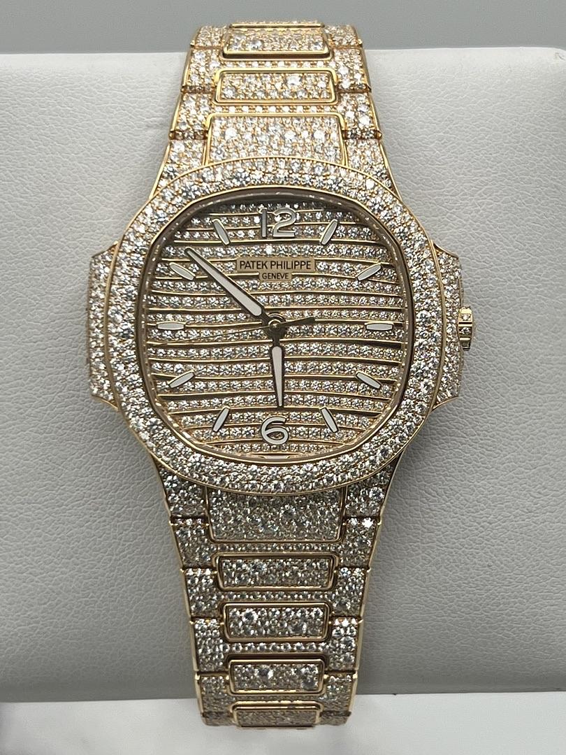 Patek Philippe Nautilus Rose Gold Iced Out Diamond Set 7118/1450R-001