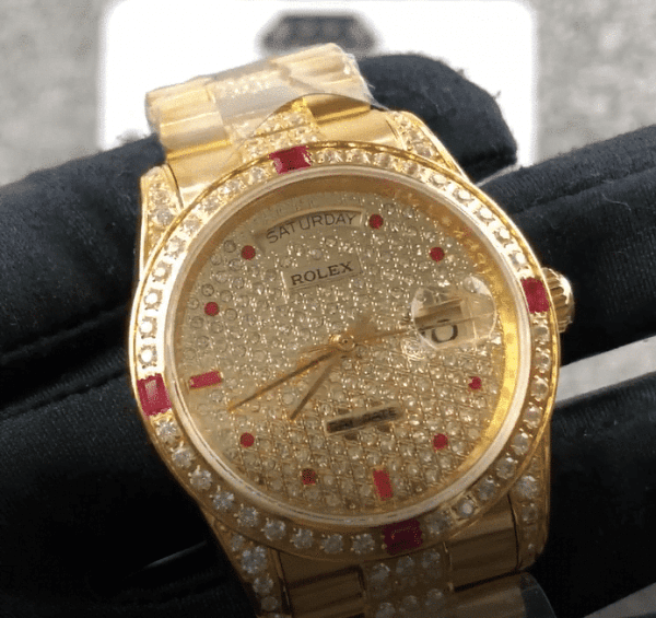 Rolex Datejust 116625 Yellow Gold Diamond Dial Iced Out Replica