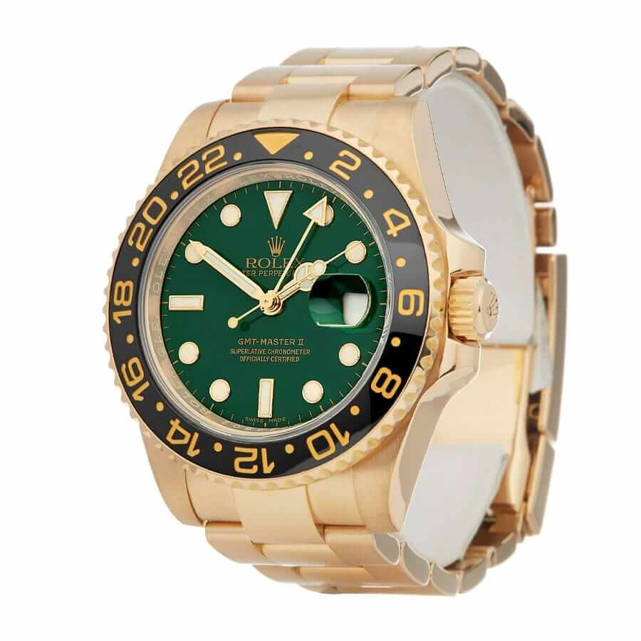 Rolex GMT-Master II 11678LN Yellow Gold Green Dial oyster Replica